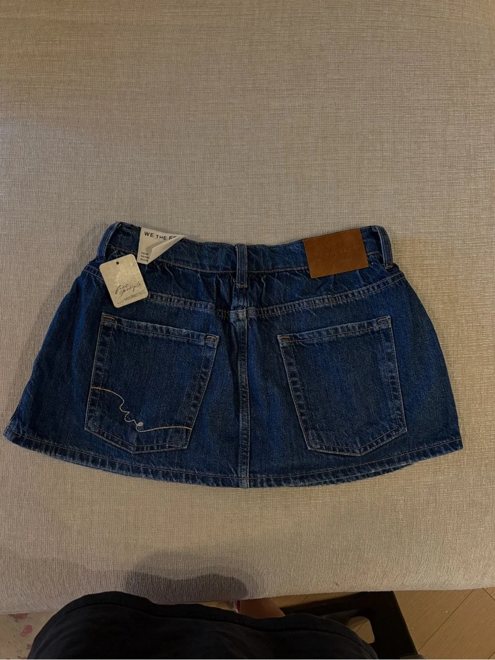 Free People Demi Denim Skort We The Free Mood Ring Blue Mini Skirt Cotton 24 NEW